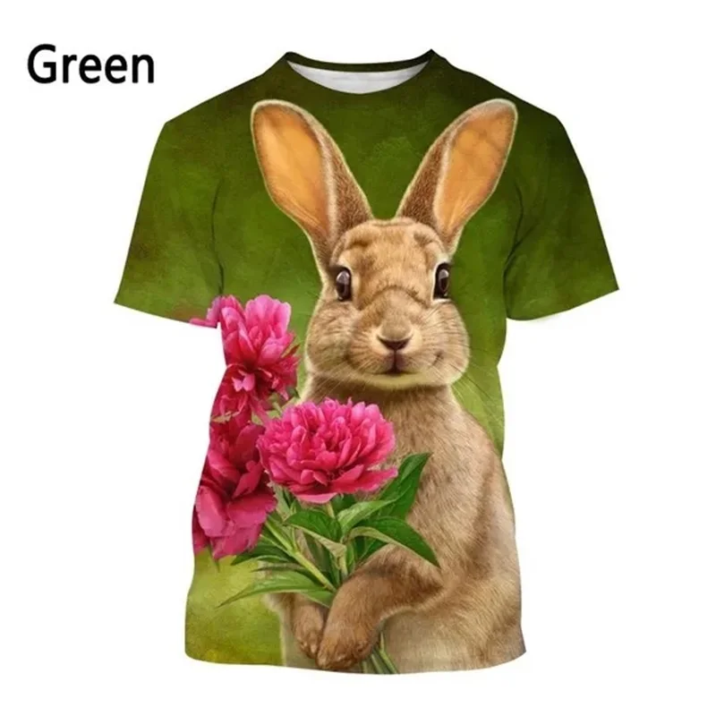 

3D Printed Cute Funny Rabbit Graphic T Shirts For Men Women Casual Short-sleeved Oversized Tee Tops Men Funny T Shirt Streetwear