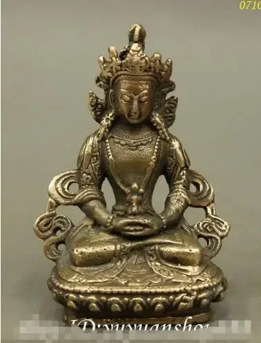 Tibet Buddhist Bronze Amitayus Longevity God Goddess Buddha Statue Figurine Set