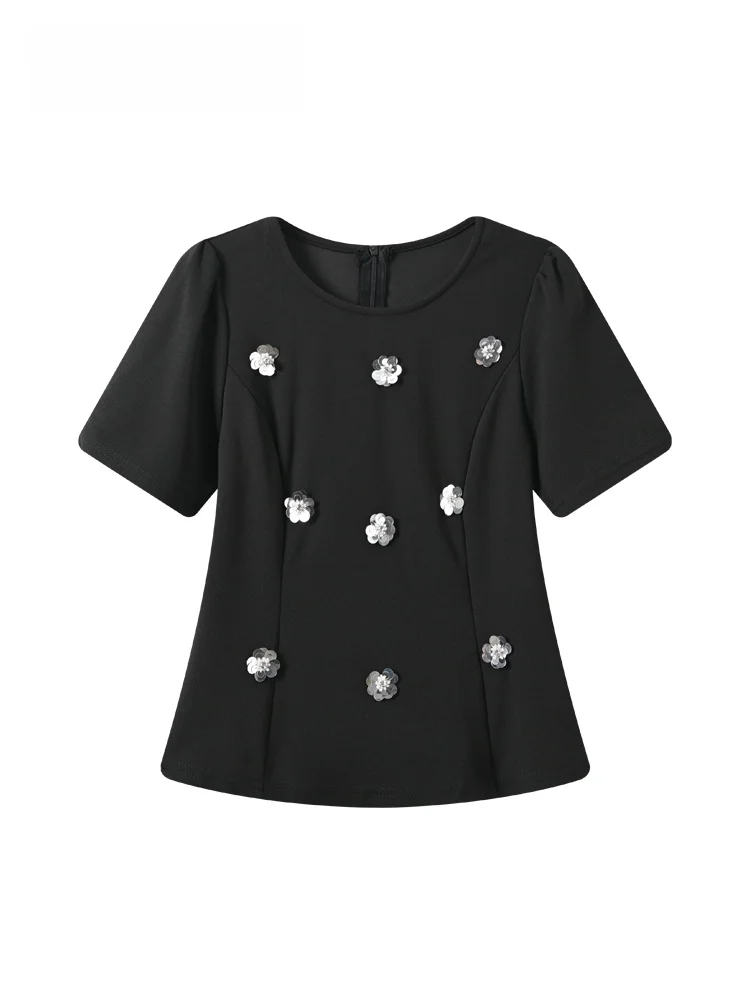 

plus Size Women's Short Sleeve T-Shirt round Neck Irregular Hem Korean Style Loose Fit Knitted Summer New Arrival Casual Top