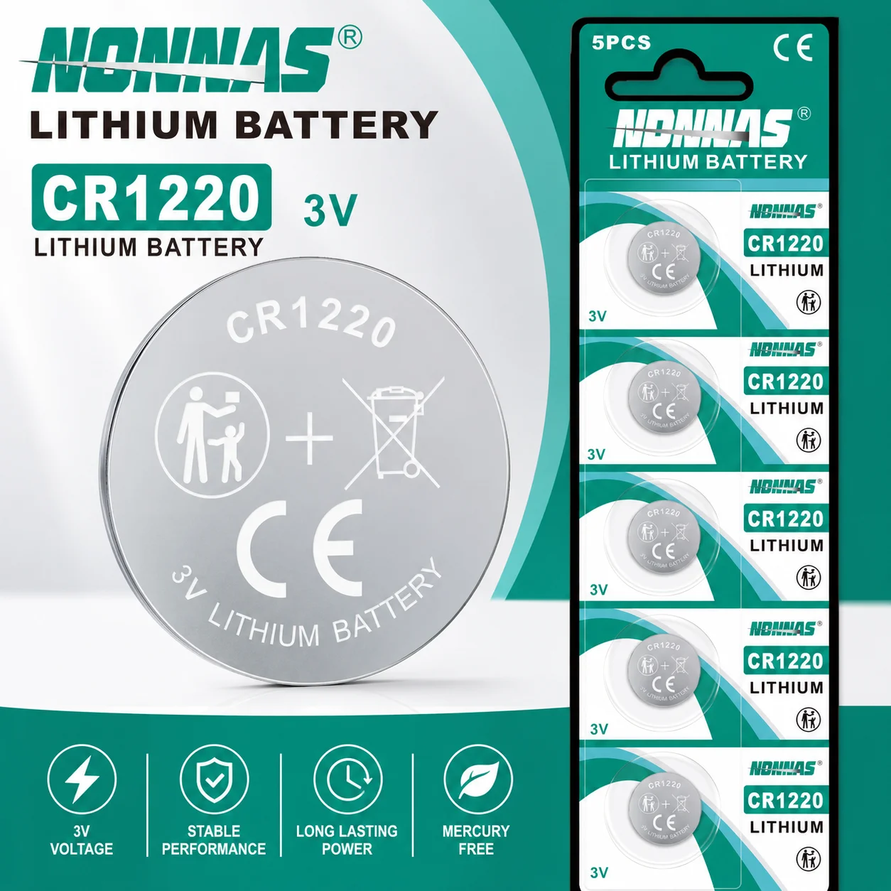 

CR1220 3V Lithium Button Battery, Replacement for BR1220 DL1220 LM1220, for Car Remote Key Fob Watch Calculator