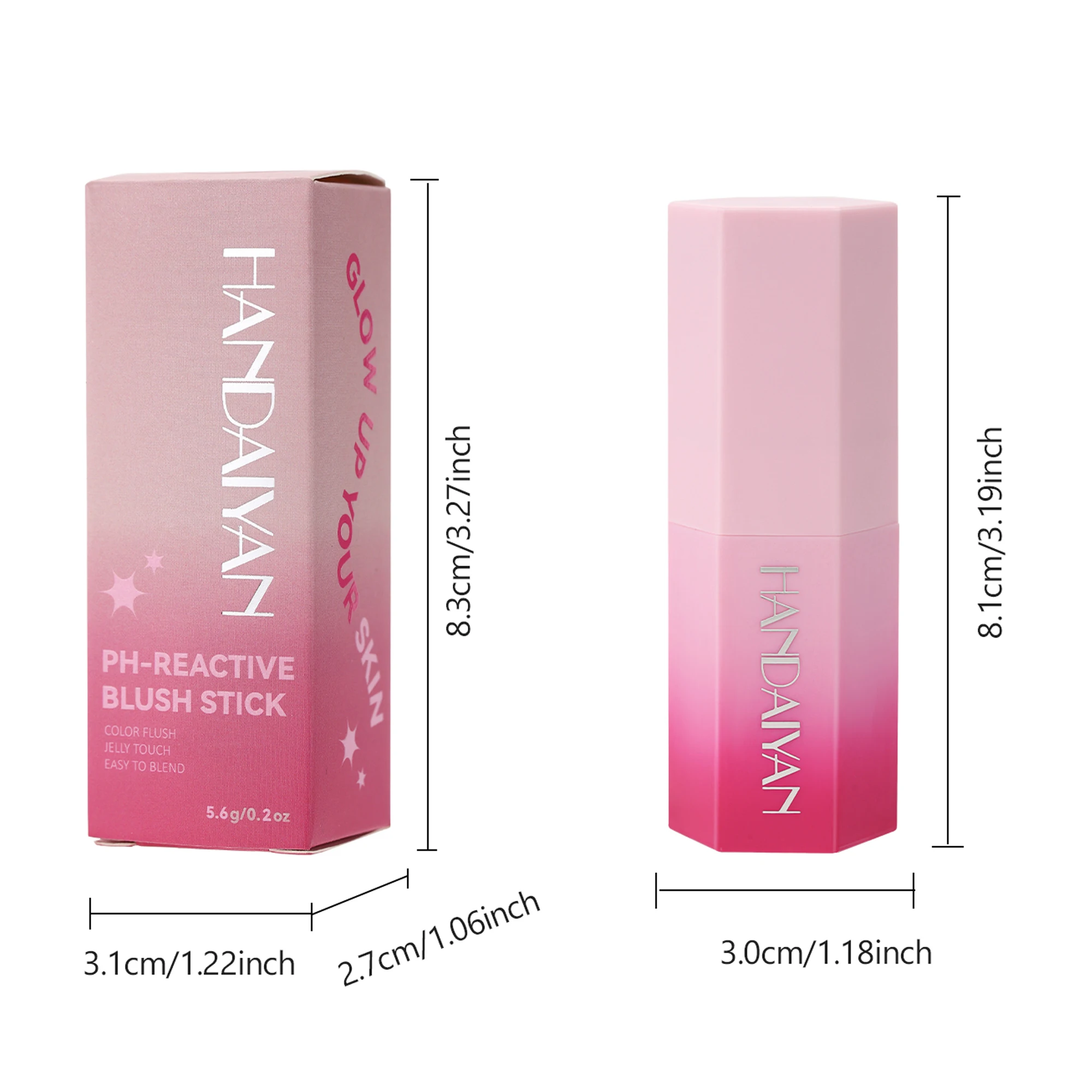 HANDAIYAN3 Colors Jelly Warm Blush Stick Long-lasting Easy to Color Moisturize and Brighten Modify Face Solid Blush Ladies Blush