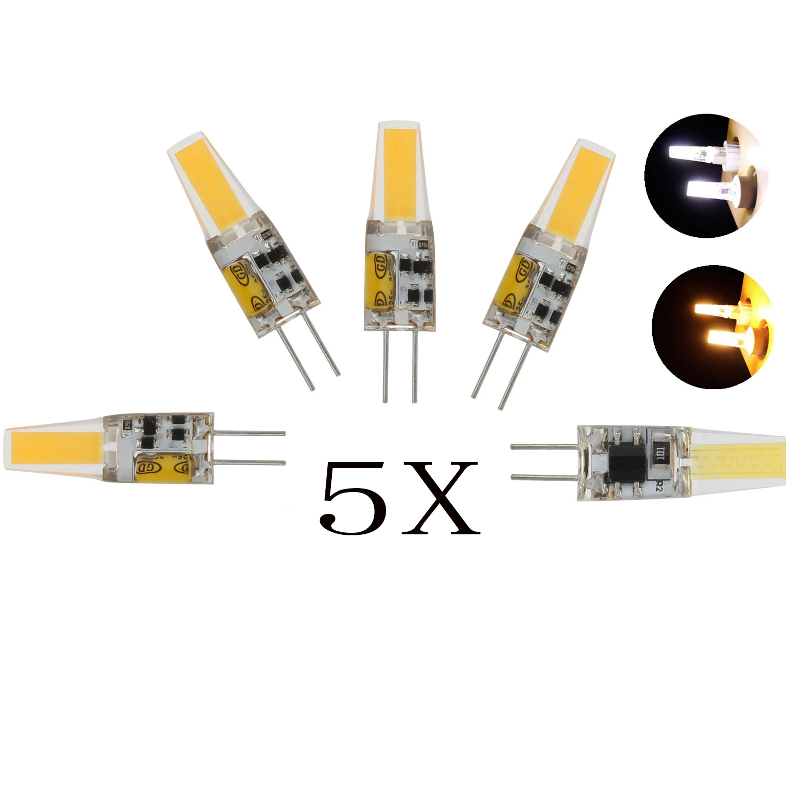 

5PCS Mini G4 Led Silicone Lamp 6W Bulb Dimmable 6 W Lamps Dc 12V Cob Lights 3000K 6000K Bombillas Chandelier Bulbs Replace Home