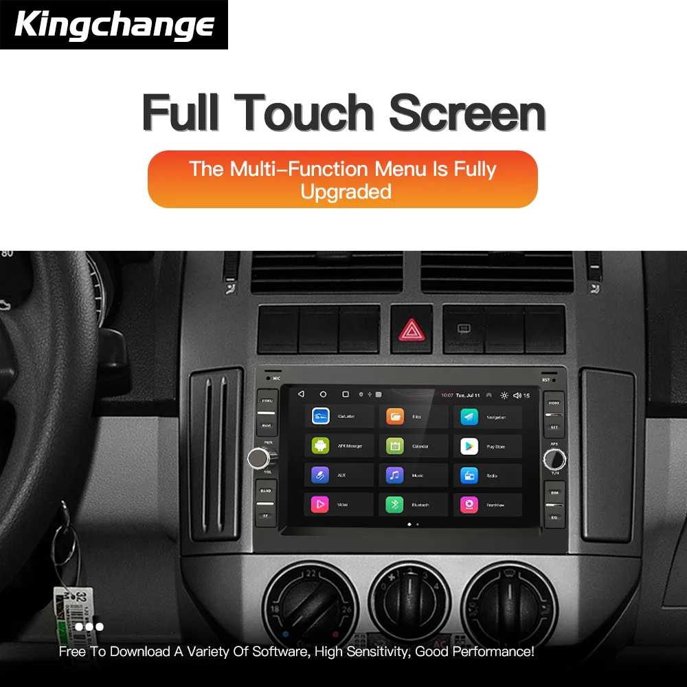 Kingchange 7'car android14 Átvilágítás számára VW Volkswagen PASSAT B5 MK4 MK5 SHARAN jetta Bóra Lovas póló Áttesz vmibe T5 CITI CHICO carplay