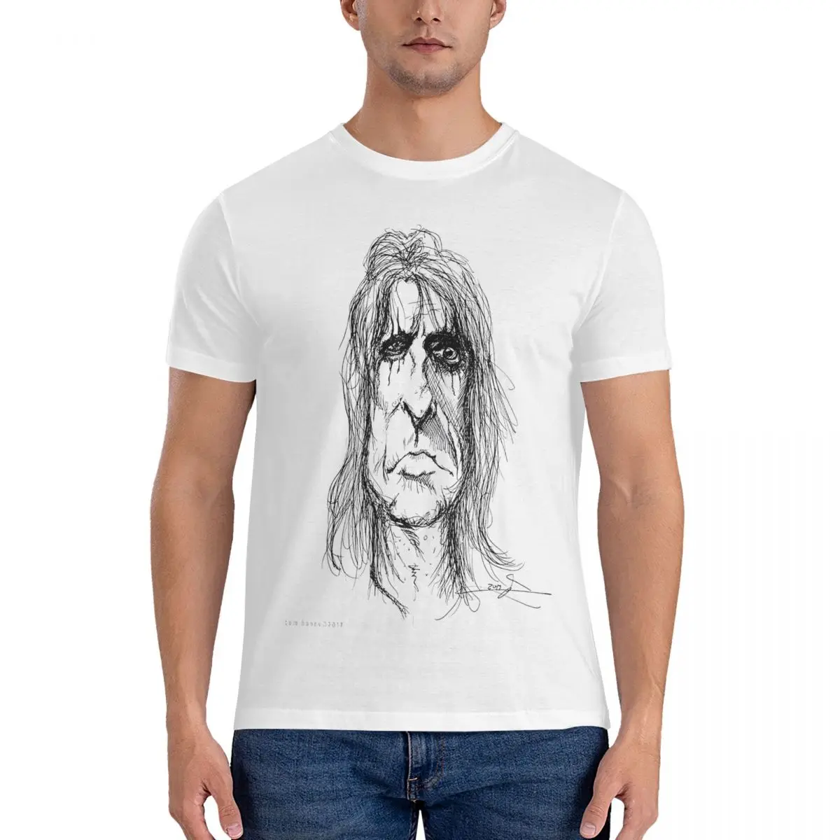 Men's Scared In Red T Shirts Alice Cooper Cotton Tops Vintage Short Sleeve Crewneck Tee Shirt Printing T-Shirt