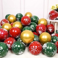 50pcs 10inch Christma Balloon Gold Green Red Latex Balloon Happy Christmas Theme Party Decoration Xmas Pattern Balloon