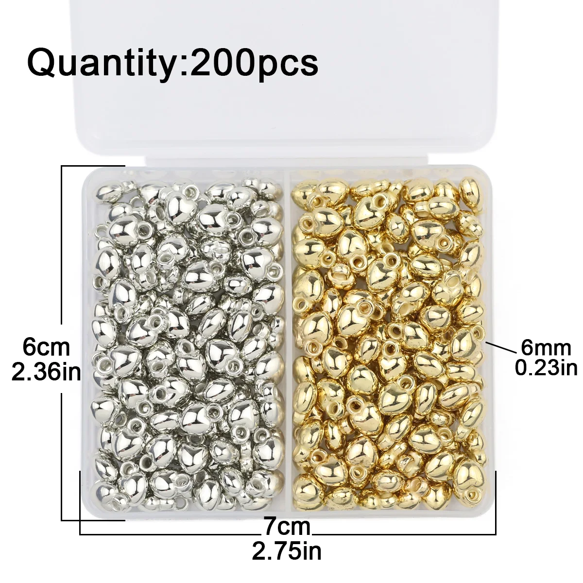 DIY Set Box 50/100PCS 10MM Heart Pendant Gold/Silver Plated CCB Loose Beads For Jewelry Making Bracelets Necklaces Accessories