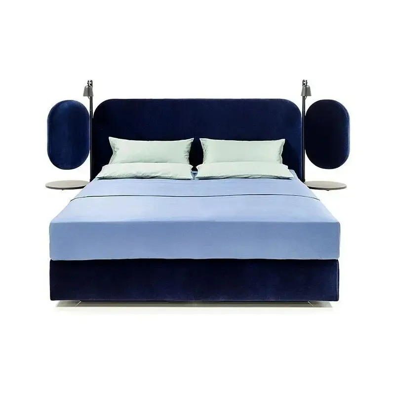 Queen bed with lamp bedside bedroom creative wedding bed