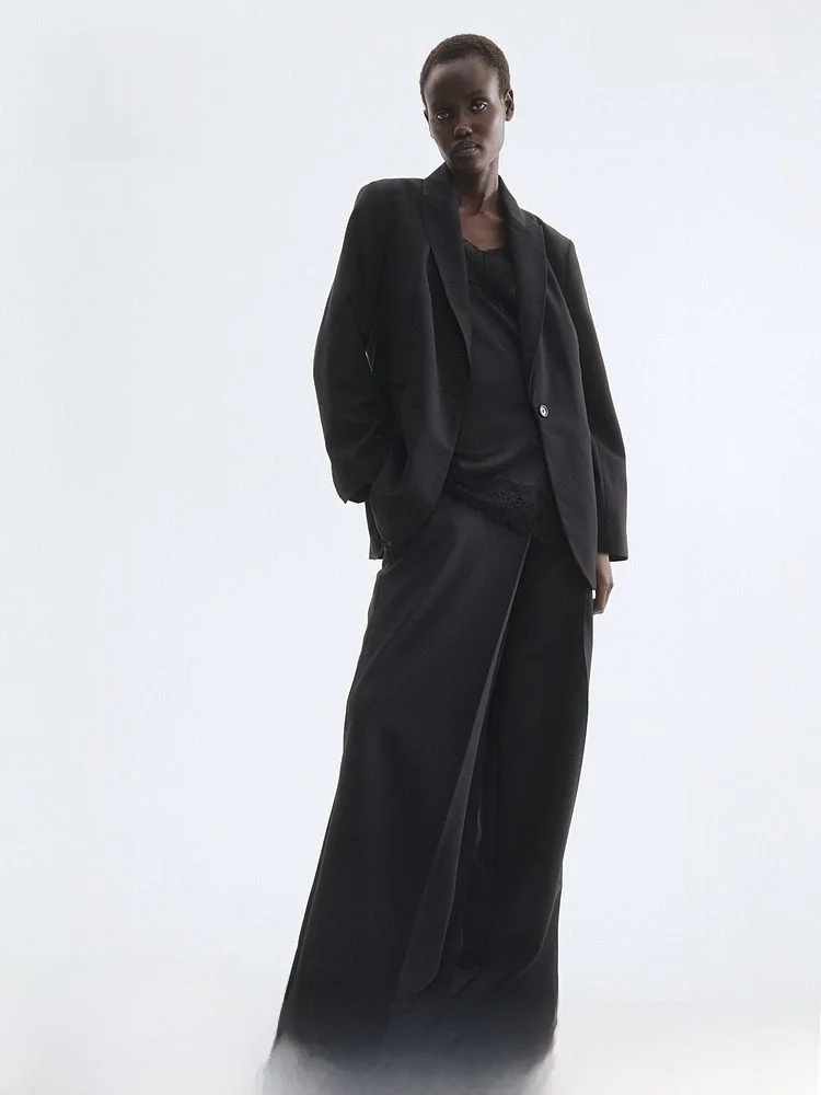 

Женский деловой костюм H&M с наплечниками, длинными рукавами, на одной пуговице, для повседневной носки, весенняя новинка, элегантная формальная верхняя одежда