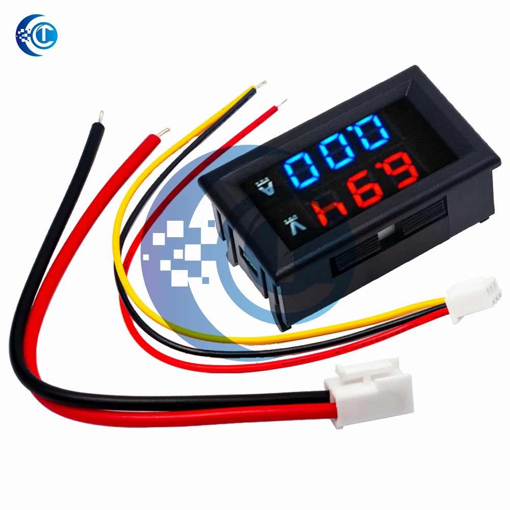 DC 0-100V 10A Digital Voltmeter Ammeter Dual Display Voltage Detector Current Meter Panel Amp Volt Gauge 0.28 Red Blue LED