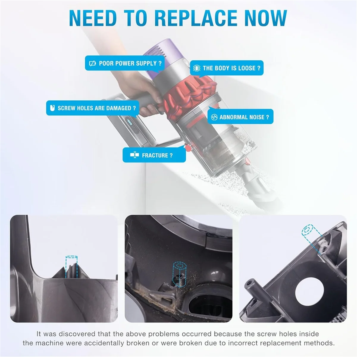 อุปกรณ์อะไหล่ตัวหลักสำหรับเครื่องดูดฝุ่น Dyson V8เครื่องดูด SV10ท่อประกอบตัวถังหลัก