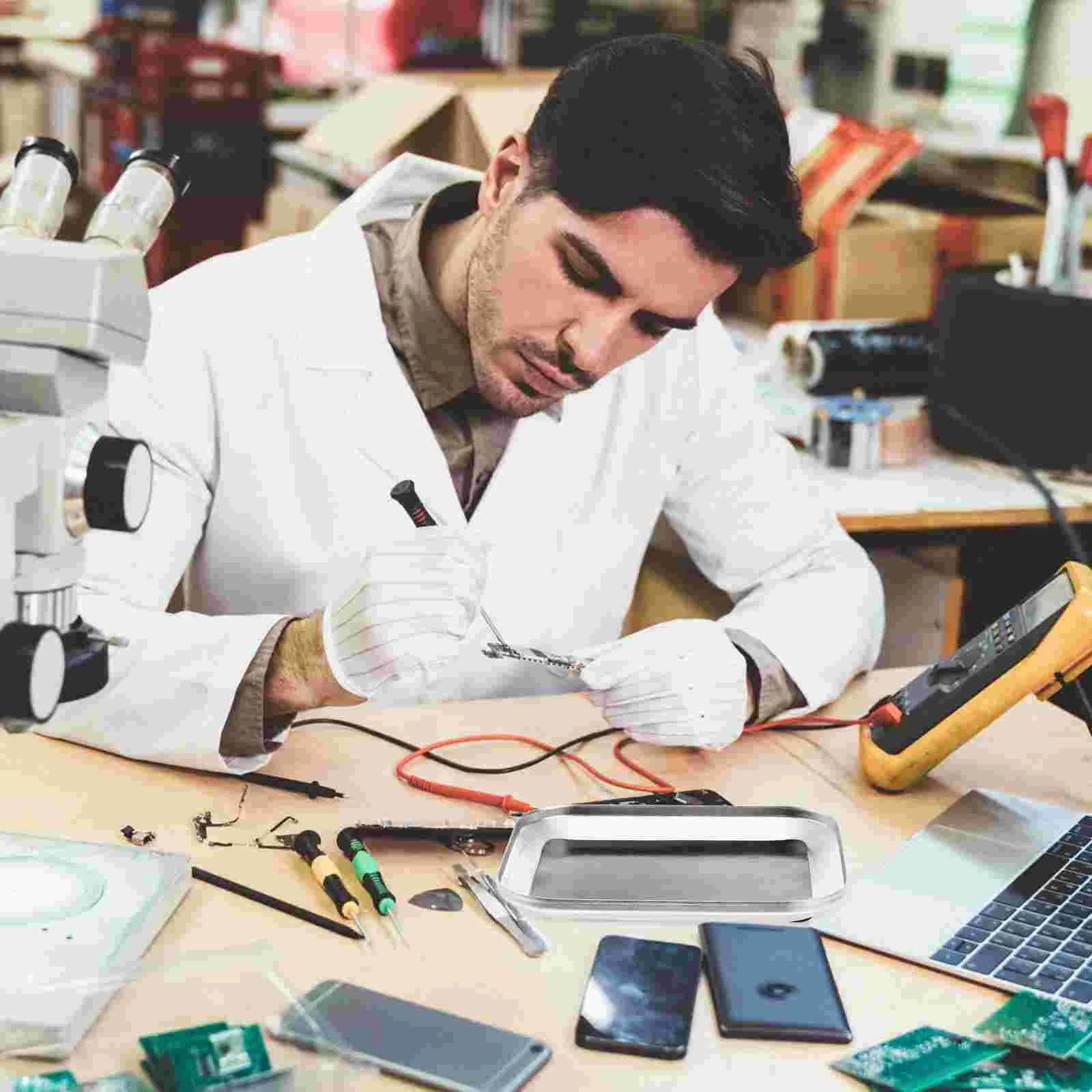 Soporte magnético para teléfono, bandeja de herramientas de reparación de automóviles, organizador de tornillos magnéticos automotrices cuadrado, trabajo