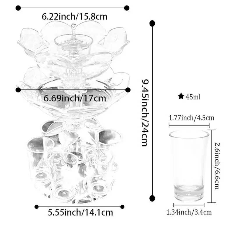 Creative Party Drink Shot Dispenser with 6 Shot Glasses Set Acrylic Holder Drinking Game Tool Family Party Bar Wine Glass Set