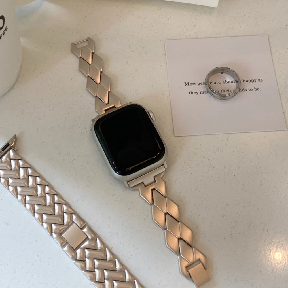 Stainless Steel Watchband For Apple Watch Series Ultra 49mm 8 7 41 45mm Band for iWatch 6 5 4 se 3 40 42 44MM Luxury Women Strap