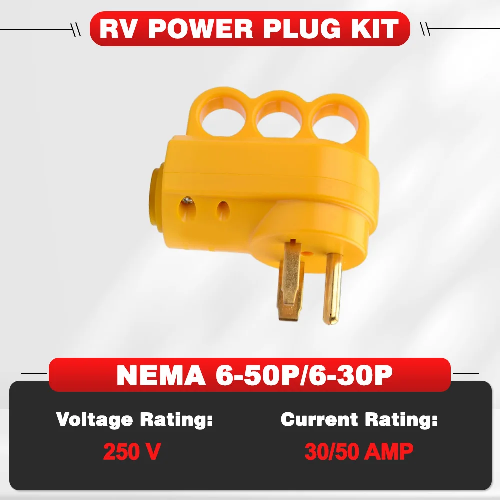 Yellow Power Male Connector 250 V 30/50 A NEMA 6-50P/NEMA 6-30P RV Caravan Power Adapter Accessories