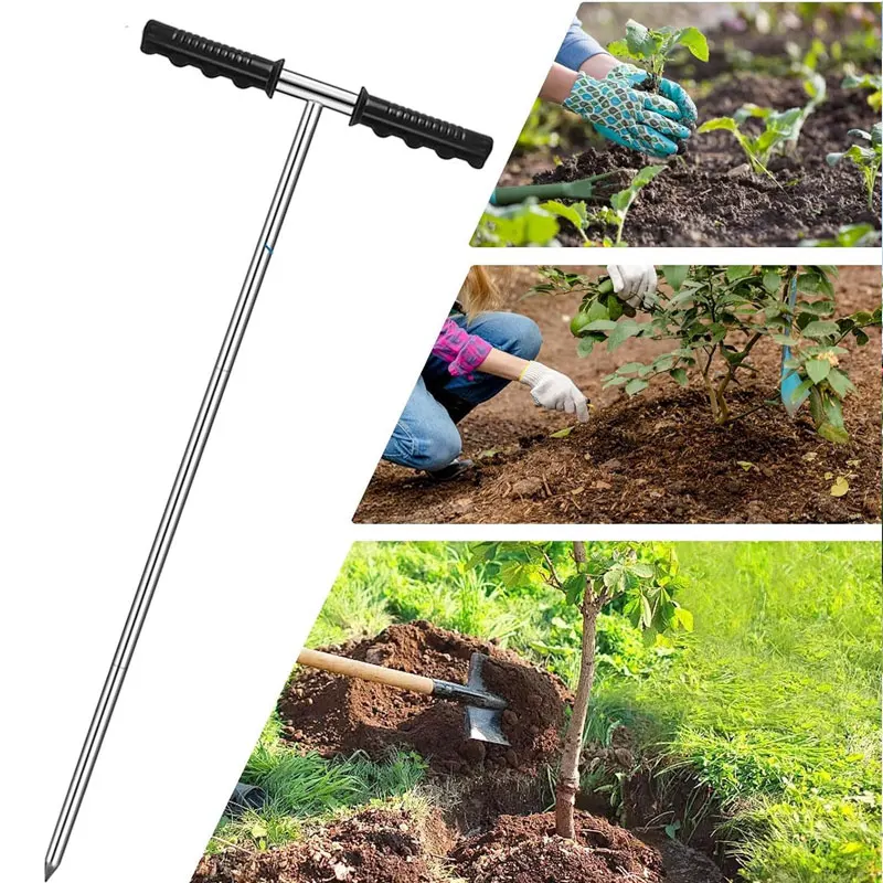 

Stainless Steel Soil Probe Adjustable Grounding Rod Tool for Positioning Septic Tanks Underground Pipes Water Pipes T Handle