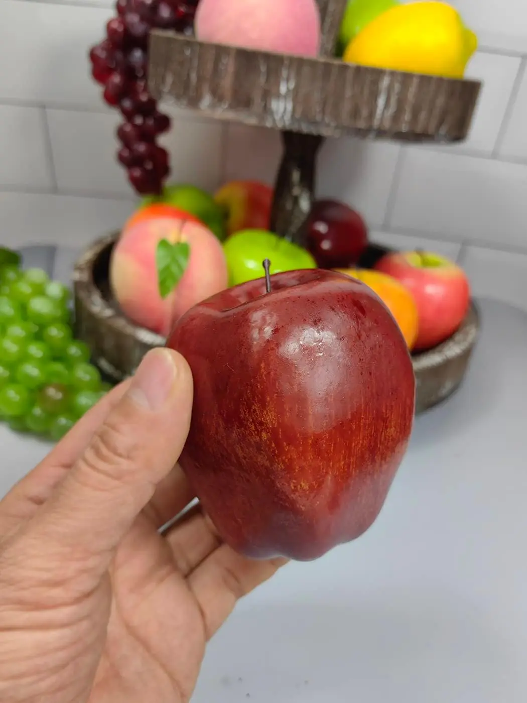 12 Stück künstliche grüne Äpfel aus Kunststoff, gefälschte Früchte, Kiwi, Simulationsfruchtmodell für Zuhause, Küche, Party, Fotoshooting, Dekoration – Detail 14