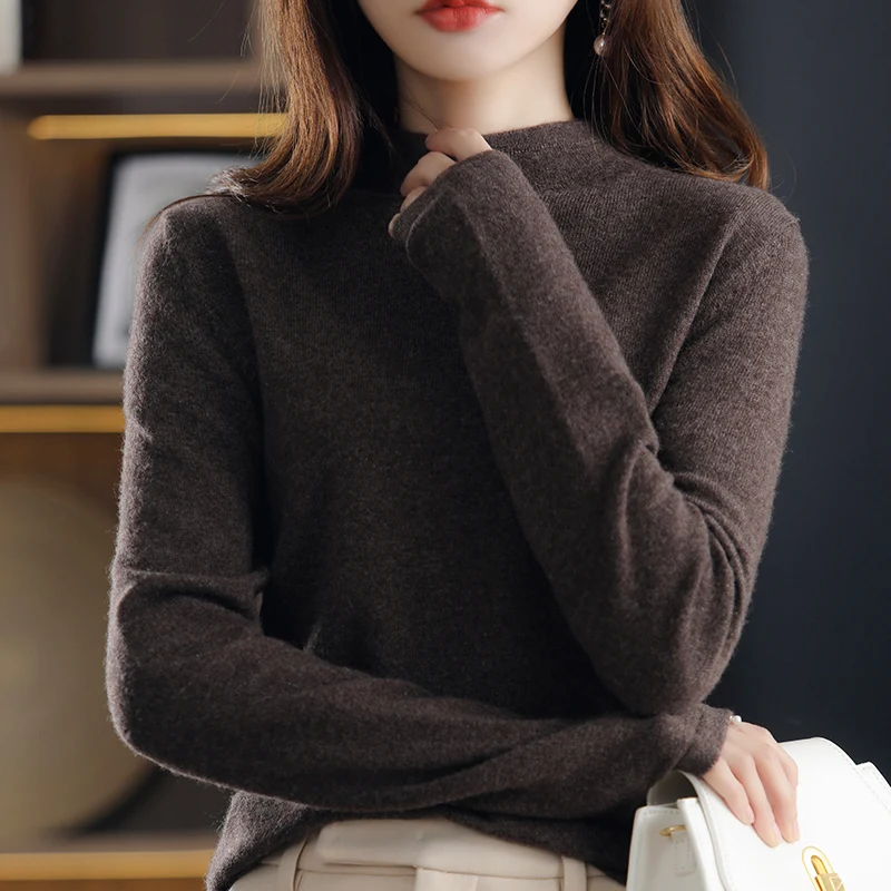 Women's Cashmere Sweater Autumn Winter Solid Knitted Pullovers Jumpers Female Casual Long Sleeve Slim Cashmere Bottom Sweater