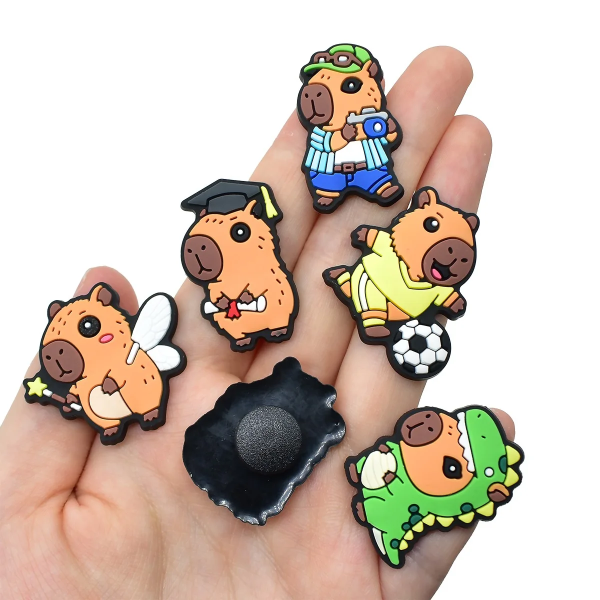 14-100pcs New Animals Capybara Shoe Charms PVC Accessories Clogs Sandal Slides Garden Shoes Decoration Buckle Kids Party Gift image 3
