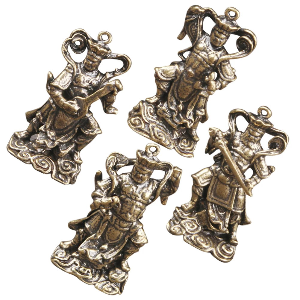 

4 Pcs Buddha Statue Decor Brass Figurines Vintage Craft Home Supplies Mini nament Set Smooth Surface Desktop Space Saving Garden