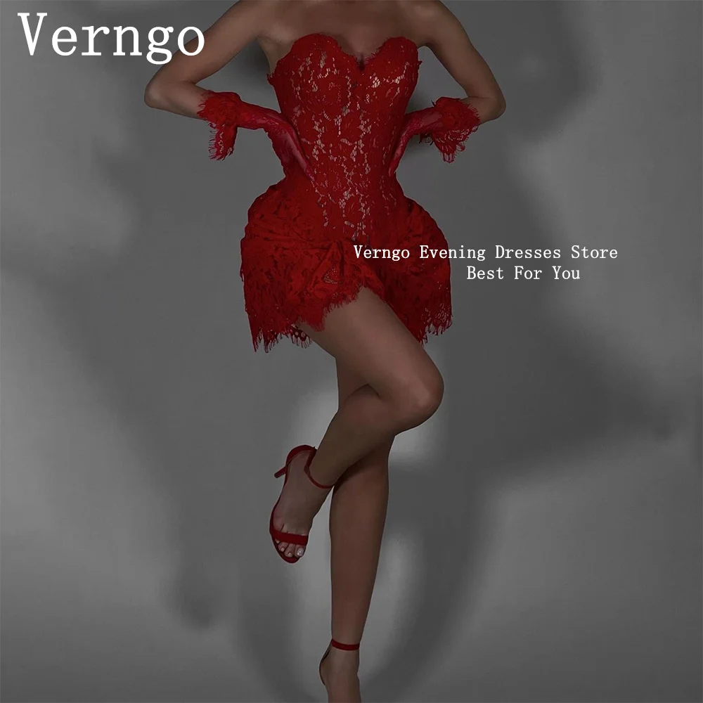 

Verngo Red Lace Mini Evening Gown Sweetheart Bne Cocktail Dress For Special Event Romati Plus Size Party Dress Custom