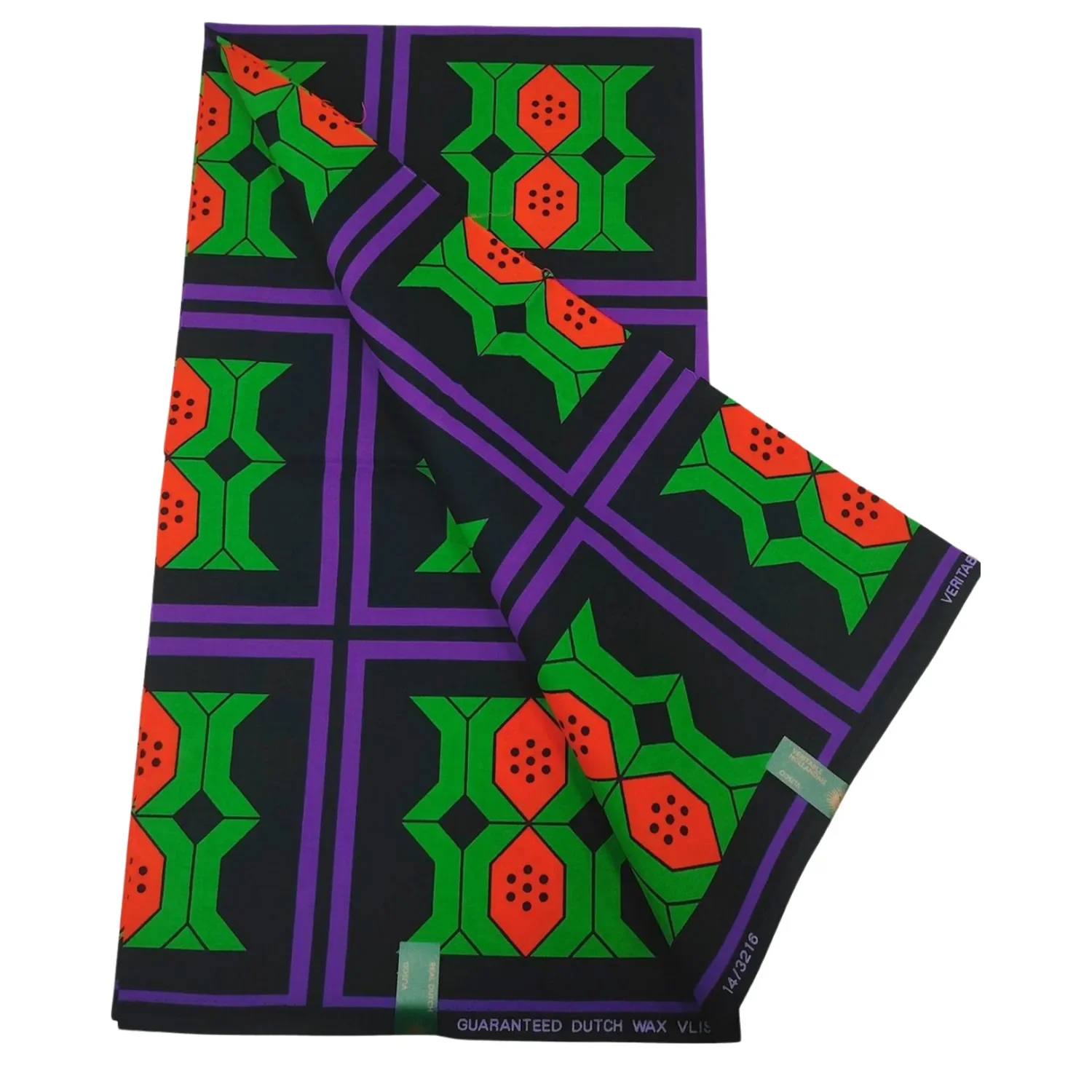 

Eye-catching African Wax Batik Cotton Fabric with Geometry Print,6 Yards Long,Green Black Material for Decorations Clothes R1193