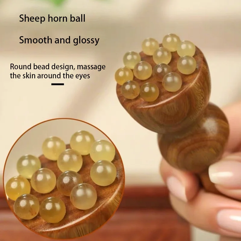 Eye Massager 12 Bead Bunny Scraping Stick Head Facial Nose Scraper Green Sandalwood Meridian Brush Acupoint Care - view 2