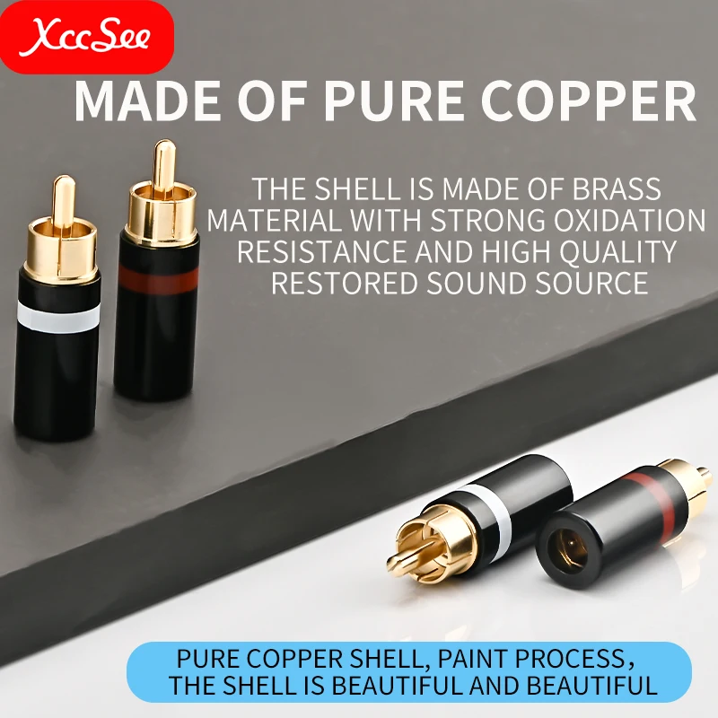 XCCSEE enchufe Lotus RCA chapado en oro de cobre puro HIFI, adecuado para dispositivos de interfaz RCA como altavoces y amplificadores