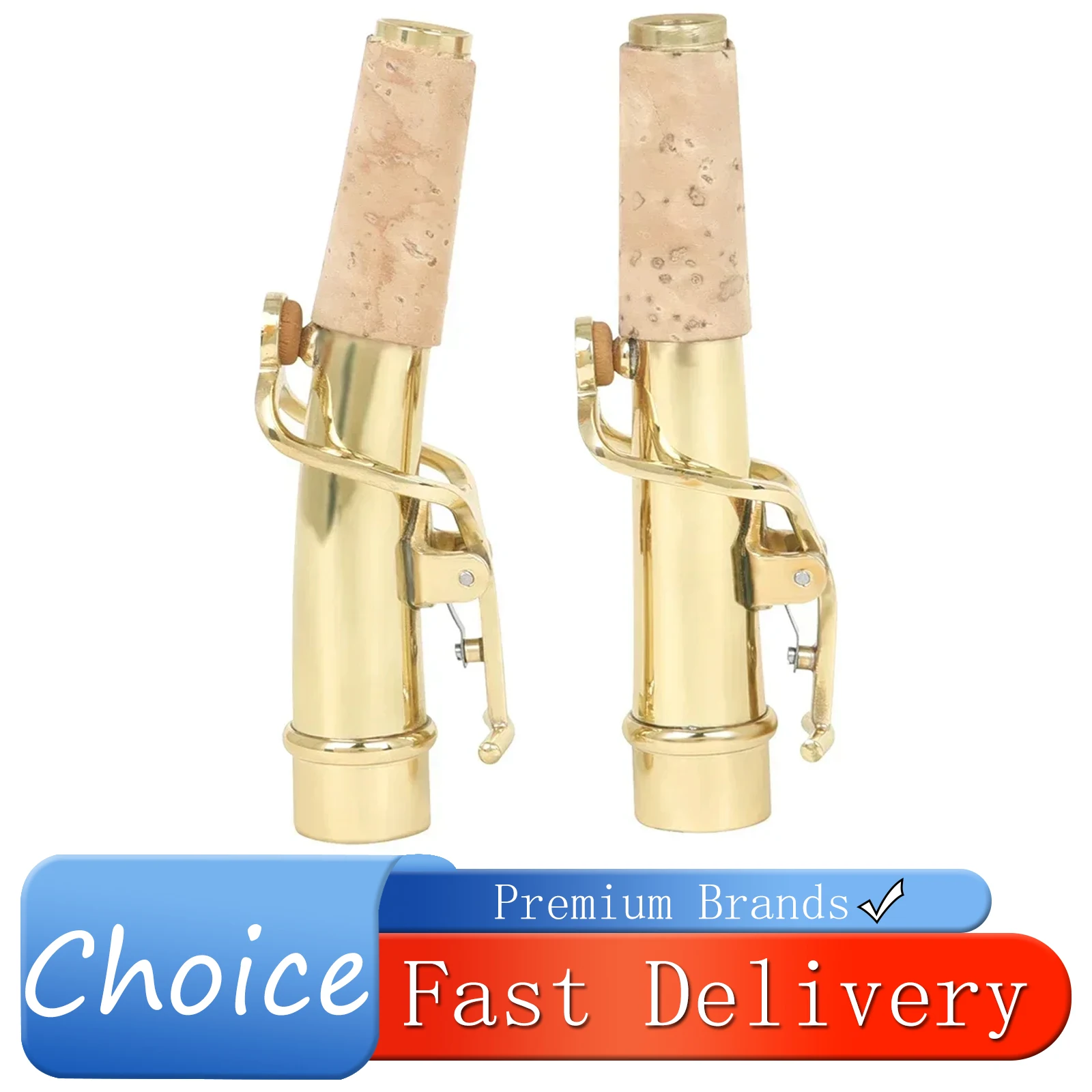 

Мундштук для саксофона SLADE Soprano Straight Neck Saxophone Bent Neck Brass HK-3 с пробковой вставкой и латунными аксессуарами