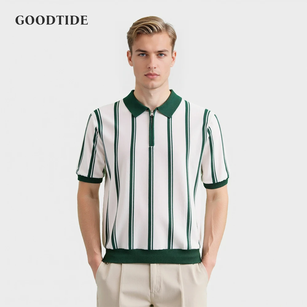 

Fashion Men's Striped Polo Shirt Summer Loose Comfortable Luxury Brand Lapel Short Sleeve T-shirt Top Office Business Men's Wear