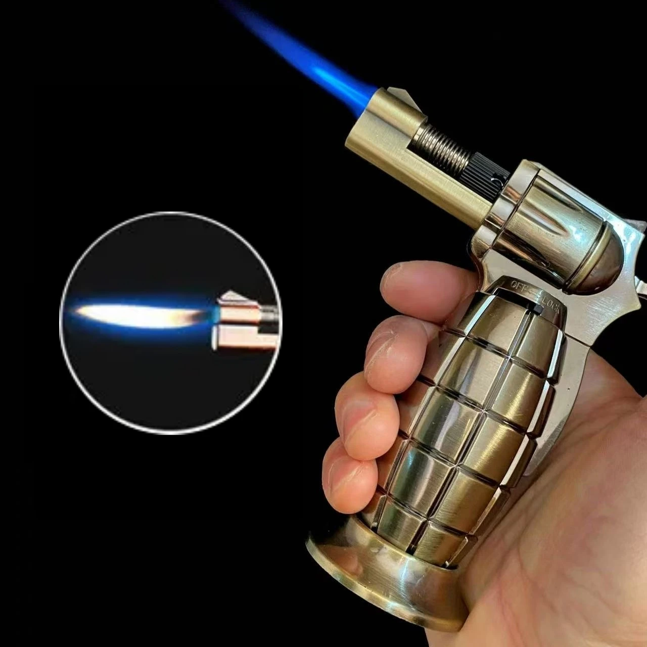 

Personalized Windproof Dual Fire Conversion Welding Gun Lighter Metal Portable Inflatable Outdoor Barbecue Lighter Men's Gift