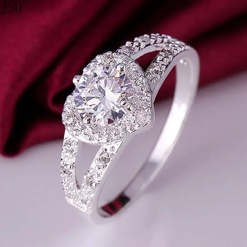 

Hot New Ring Jewelry Korean Exquisite 925 Sterling Silver High For Women Lady Wedding Party Cz Stone Women Shiny Crystal Ring