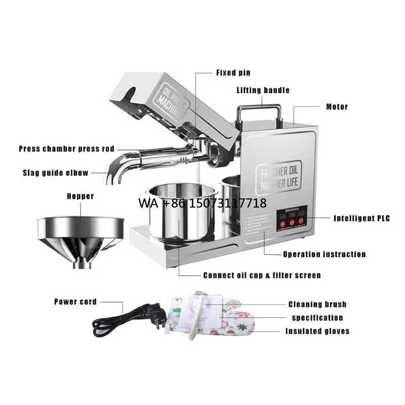 Mini máquina automática de prensado de aceite para uso doméstico, para girasol, maní, nueva condición para prensas de restaurante, materia prima de planta de aceite de palma
