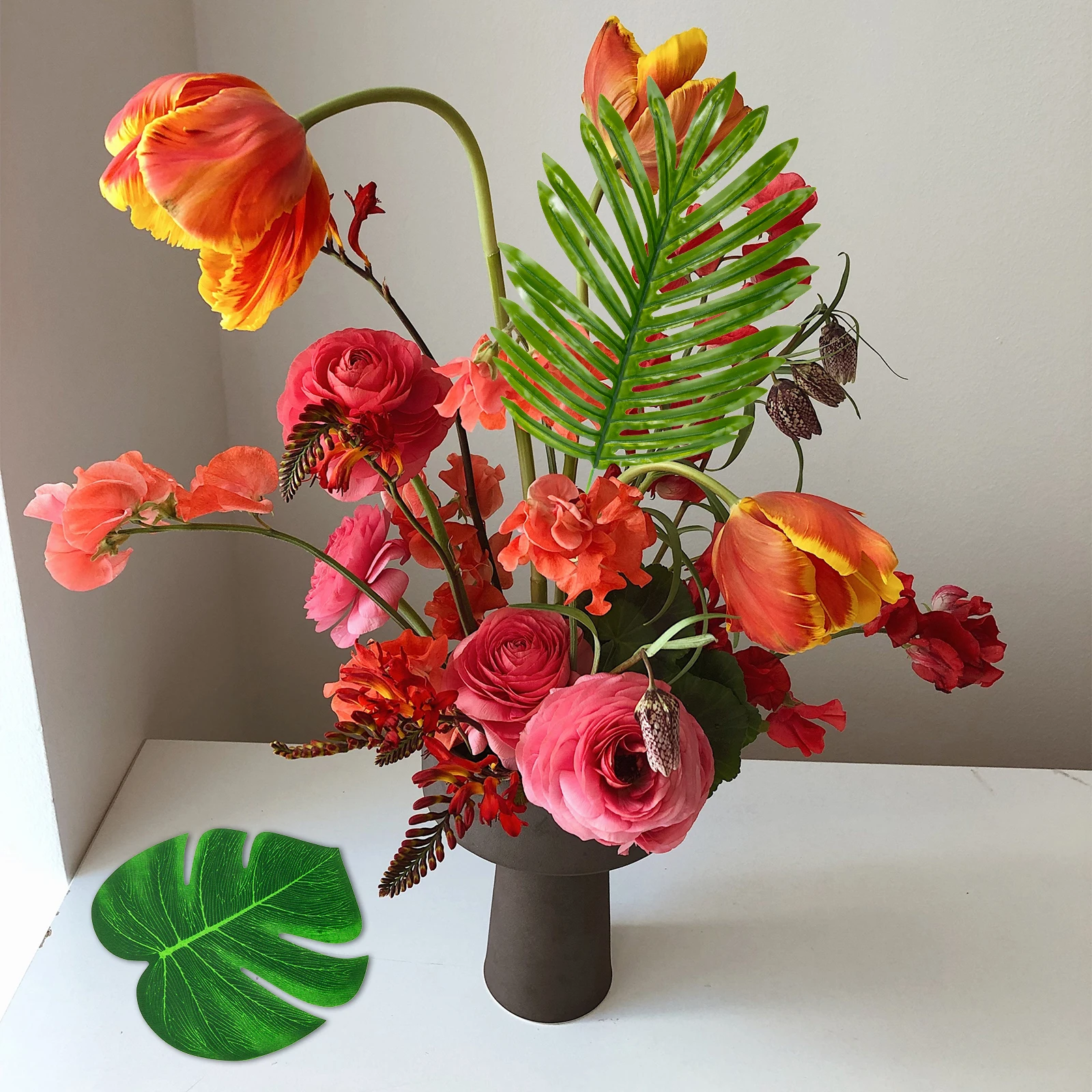 

24pcs Artificial Plants Decor Silk Flowers Monstera Leaves Fake Green Party Wedding BanquetDecoration Easy Clean