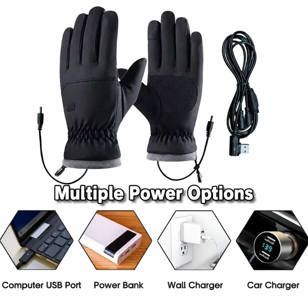 High Quality 3 Heat Levels Heated Gloves USB Heated Waterproof Heated Mittens Non-Slip Windproof Winter Gloves Winter