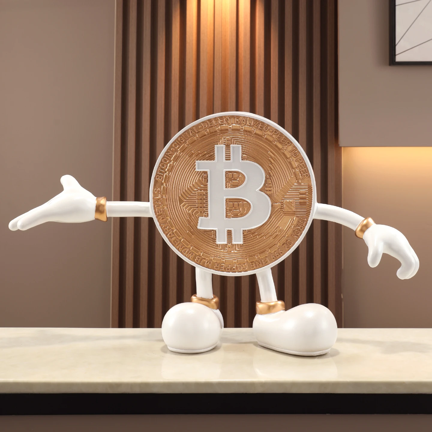 Modern Luxury Home Decor High-end Living Room Wine Cabinet Office Decorative Figurines Creative Bitcoin Desk Decoration Ornament