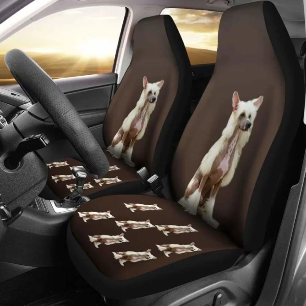 Chinese Crested Car Seat Cover,Pack of 2 Universal Front Seat Protective Cover