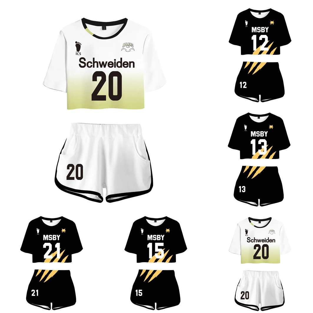 Haikyuu Cosplay Costume Set Volleyball High School MSBY BlackJack Cosplay T-shirt Shorts Girls Youth Shirts Uniform Clothing