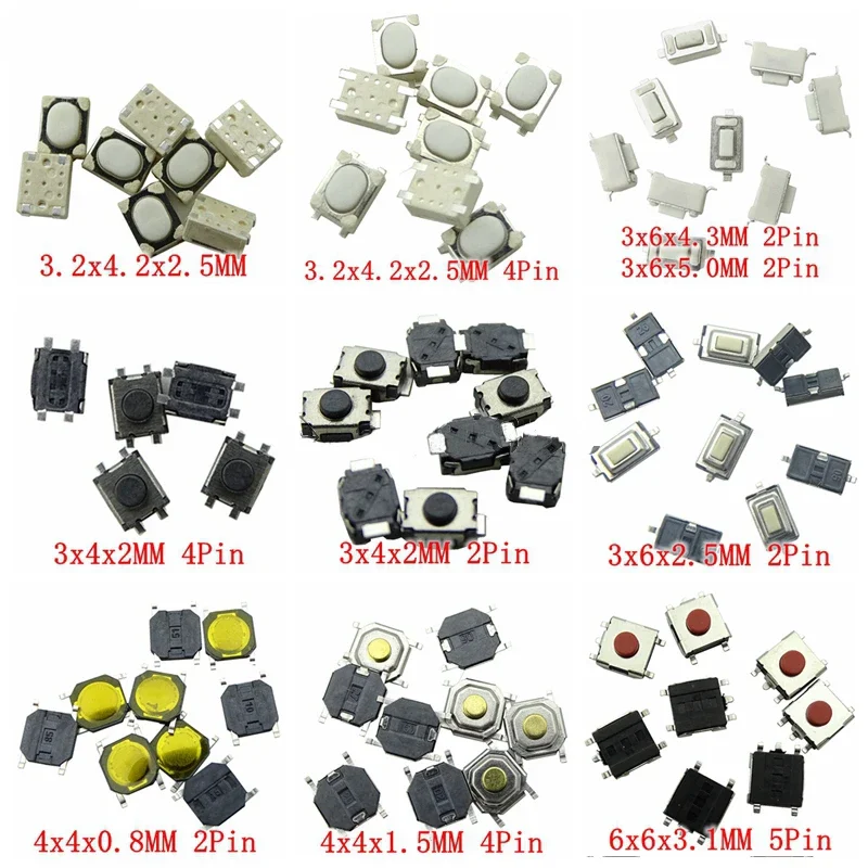 100pcs Car Remote Control Key Touch Switches Buttons Touch Key Component Package For Hyundai,Nissan,Honda,VW,Toyota,Kia,Peugeot