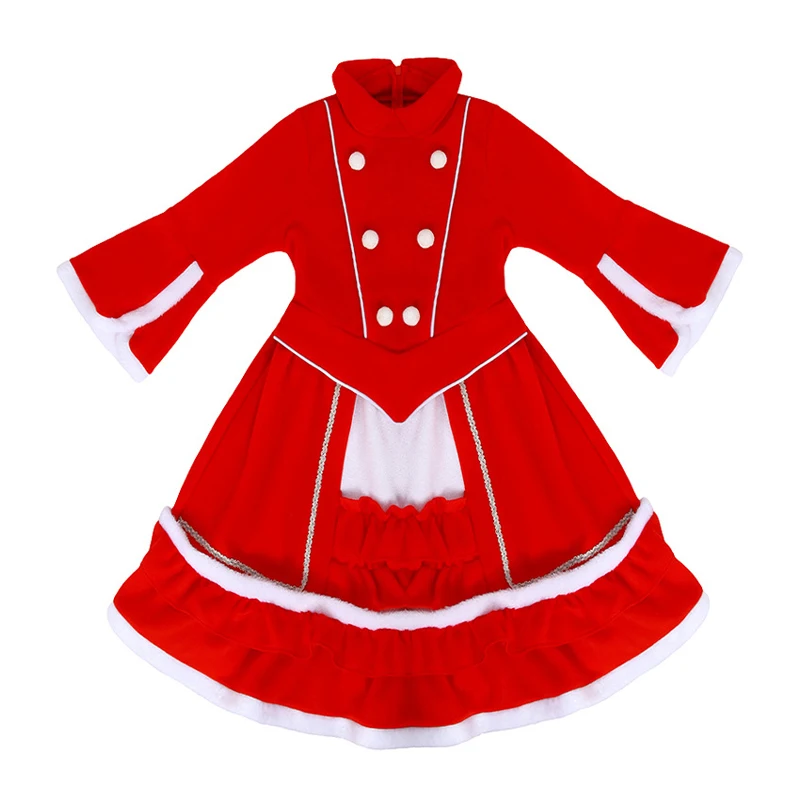 2026 جديد وصول فتاة ريترو الأحمر المخملية لوليتا فستان السنة الجديدة عيد الميلاد تأثيري الزي الفتيات قصر المخملية فستان عيد الميلاد #5