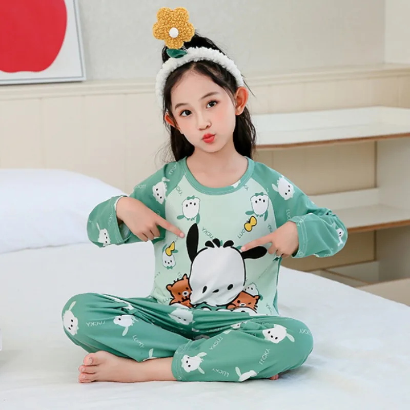 

Miniso Cartoon Children' Winter Pajamas Suit Children Sleepwear Girl Boy Autumn Casual Round Neck Long Sleeved Home Suit Gifts