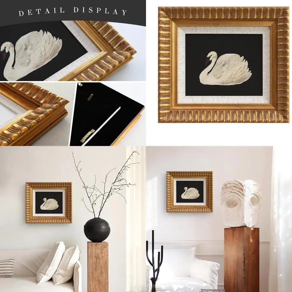 

Винтажный холст «Черный лебедь», принт в деревянной рамке 8x10 для домашнего декора, панель из закаленного стекла