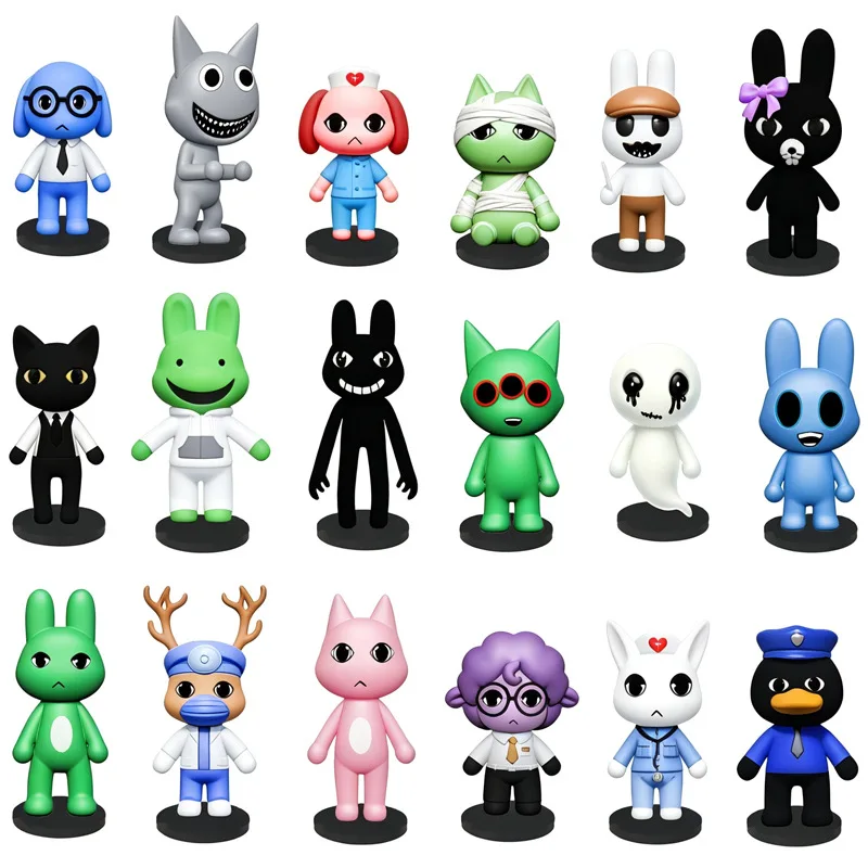 Horror Hospital Cartoon Rabbit Animal PVC Figures Toys Anime Character Statues Home Desk Decor Collectible Dolls
