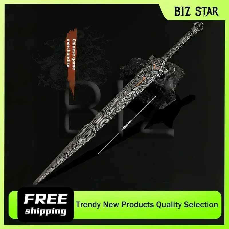 22 cm/8.66in Perfect World Anime Perifere Wapen Model Metalen Huangtian Keizer Zwaard Samurai Mes Collectible Artefact ToyGift