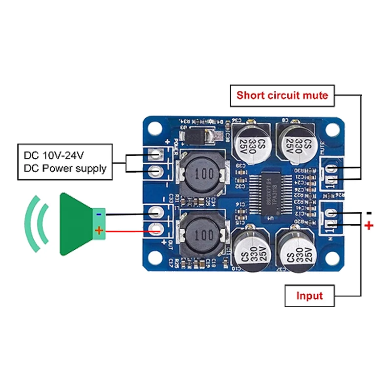 DC 8V-24V TPA3118 60W Mono Digital Audio Power Amplifier Board Amp Module For Arduino