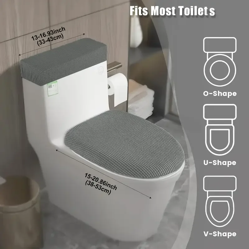 2pcs/set Jacquard Toilet Seat Protector Cover Stretch Anti-dirty Toilet Lid Tank Lid Covers Toilet Cushion Mats Hotel Bathroom
