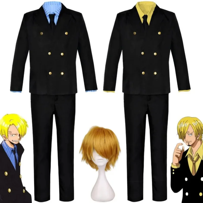 2025 Новый аниме повар Vinsmoke Sanji Mr. Принц после 2 лет, карнавальный костюм, парик Wano Kuni Country, черный, синий, желтый, униформа Hallo ★ ★