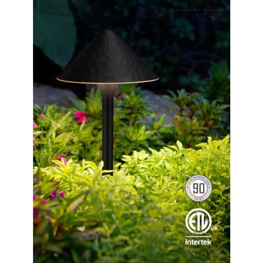 LED Low Voltage Landscape Path Light, 3W 12-24V AC/DC, Pathway Lighting Wired, Outdoor Light for Yard Lawn, ETL CRI90+ Unique V