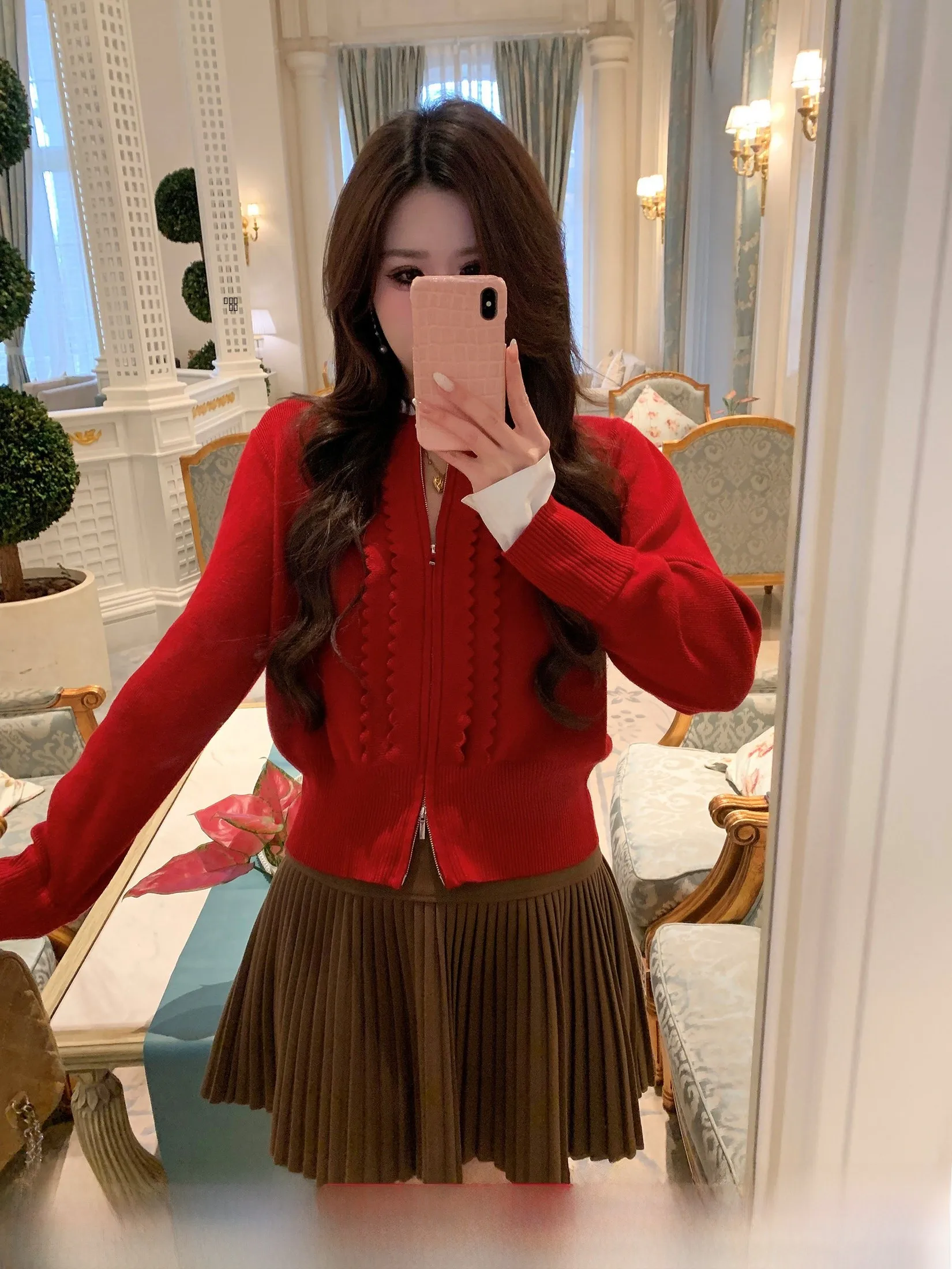 

Red Woolen Sweater Women's plus Size Autumn Winter Faion Casual Sle Knitted High Quali Loose Fit Fake Two-Piece Sweater