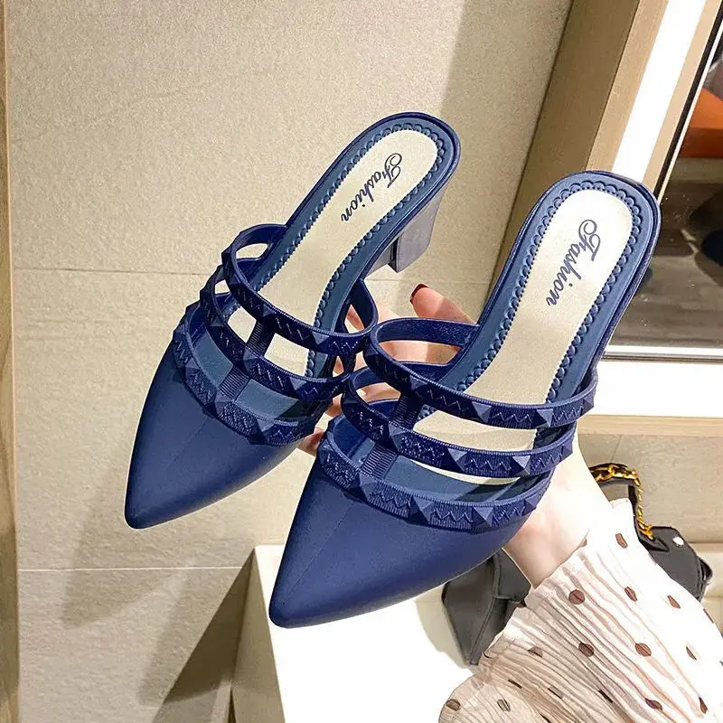 Women Pumps Pointed Toe Wedge Slippers Versatile Student Soft Sole Non-Slip Beach Shoes Fashion Half Slippers Zapatos De Mujer