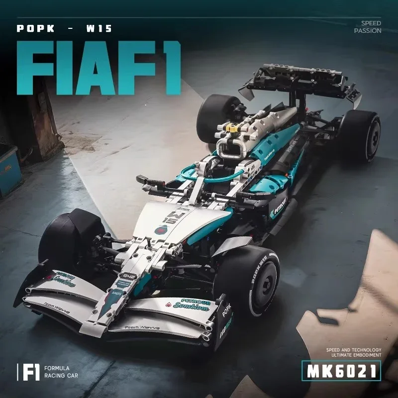 

1420 шт., высокая сложность Mercedes Benz Formula One, модель гоночного автомобиля, строительная игрушка, электронная сборка, головоломка для подростков